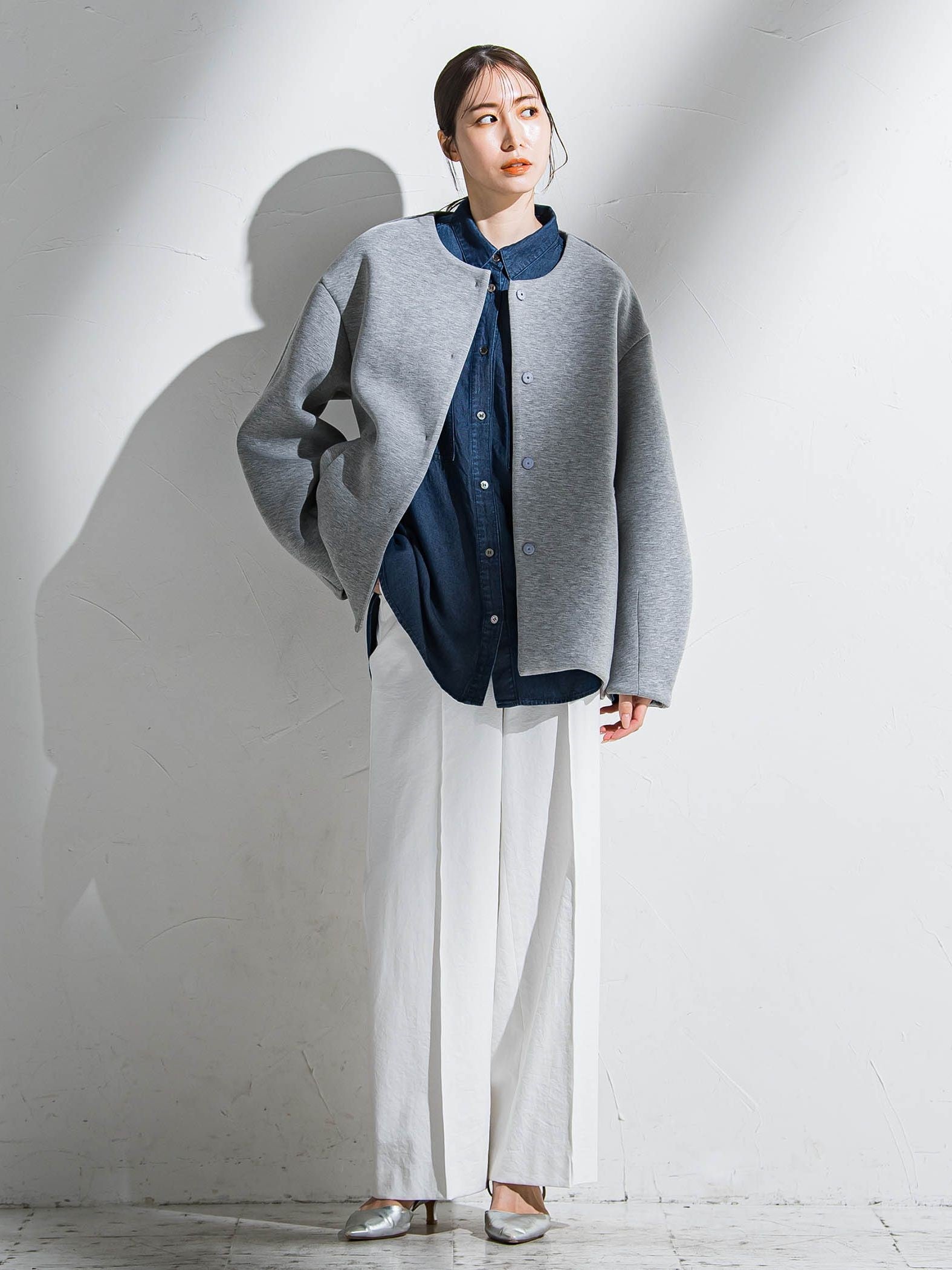 【WEB限定】シェルタリングワイドパンツ≪洗濯機で洗える≫