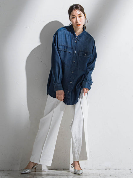 【WEB限定】シェルタリングワイドパンツ≪洗濯機で洗える≫