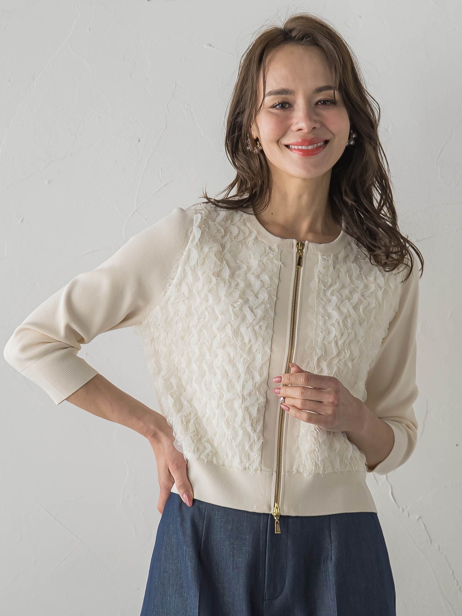 FAIRY AIRYジップカーディガン