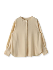 メランジツイルノーカラーブラウス