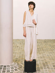 ボタニカル刺繍サイドリボンショートベスト