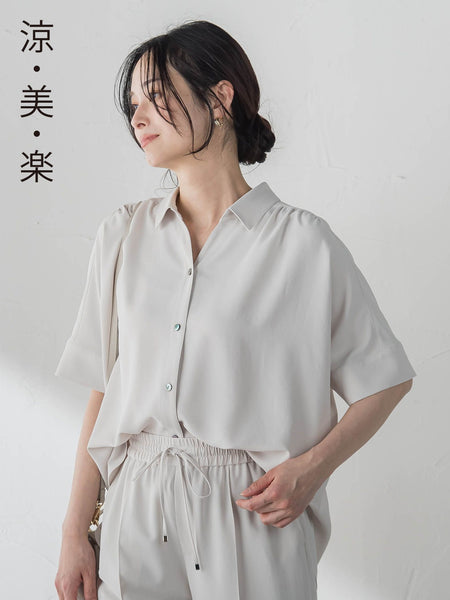≪シリーズ累計2万枚突破！≫【涼・美・楽】スキッパーブラウス