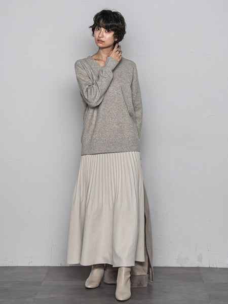 【ふわもち】Vネックニット≪洗濯機で洗える≫