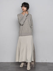 【ふわもち】Vネックニット≪洗濯機で洗える≫