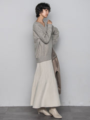 【ふわもち】Vネックニット≪洗濯機で洗える≫