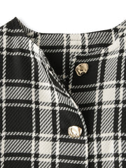 ツィーディチェックノーカラーコート≪手洗い可能≫