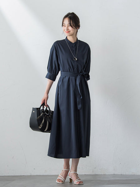 【WEB限定】【新色追加】【11号あり】ベルト付きドライタッチワンピース≪接触冷感/洗濯機で洗える≫