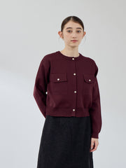 ポケットデザインニットカーディガン≪洗濯機で洗える≫