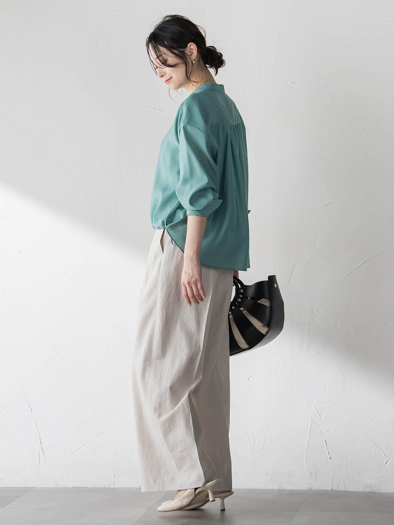 シアーバンドカラーブラウス≪洗える≫