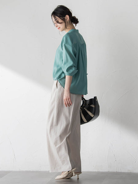 シアーバンドカラーブラウス≪洗える≫