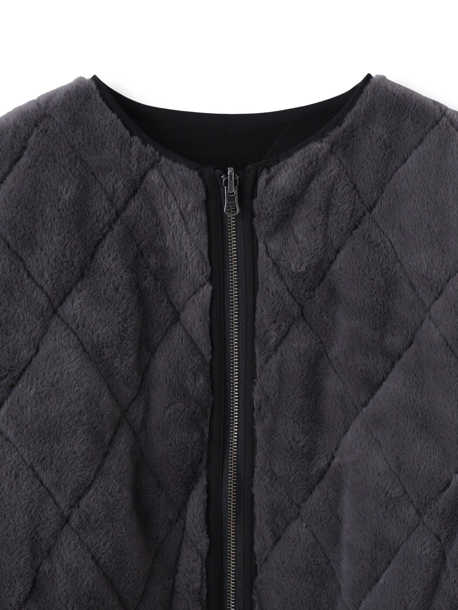 キルティング×フェイクファーリバーシブルブルゾン