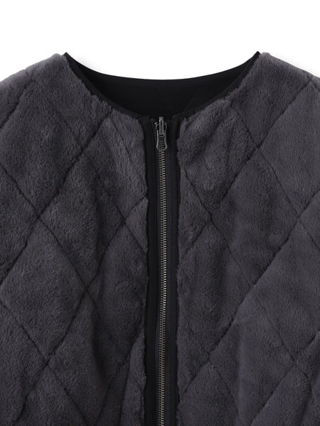 キルティング×フェイクファーリバーシブルブルゾン