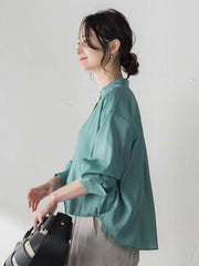 シアーバンドカラーブラウス≪洗える≫