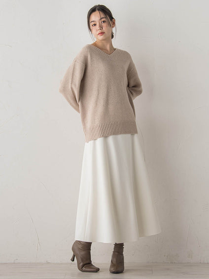 両面起毛ストレッチスカート≪洗濯機で洗える≫