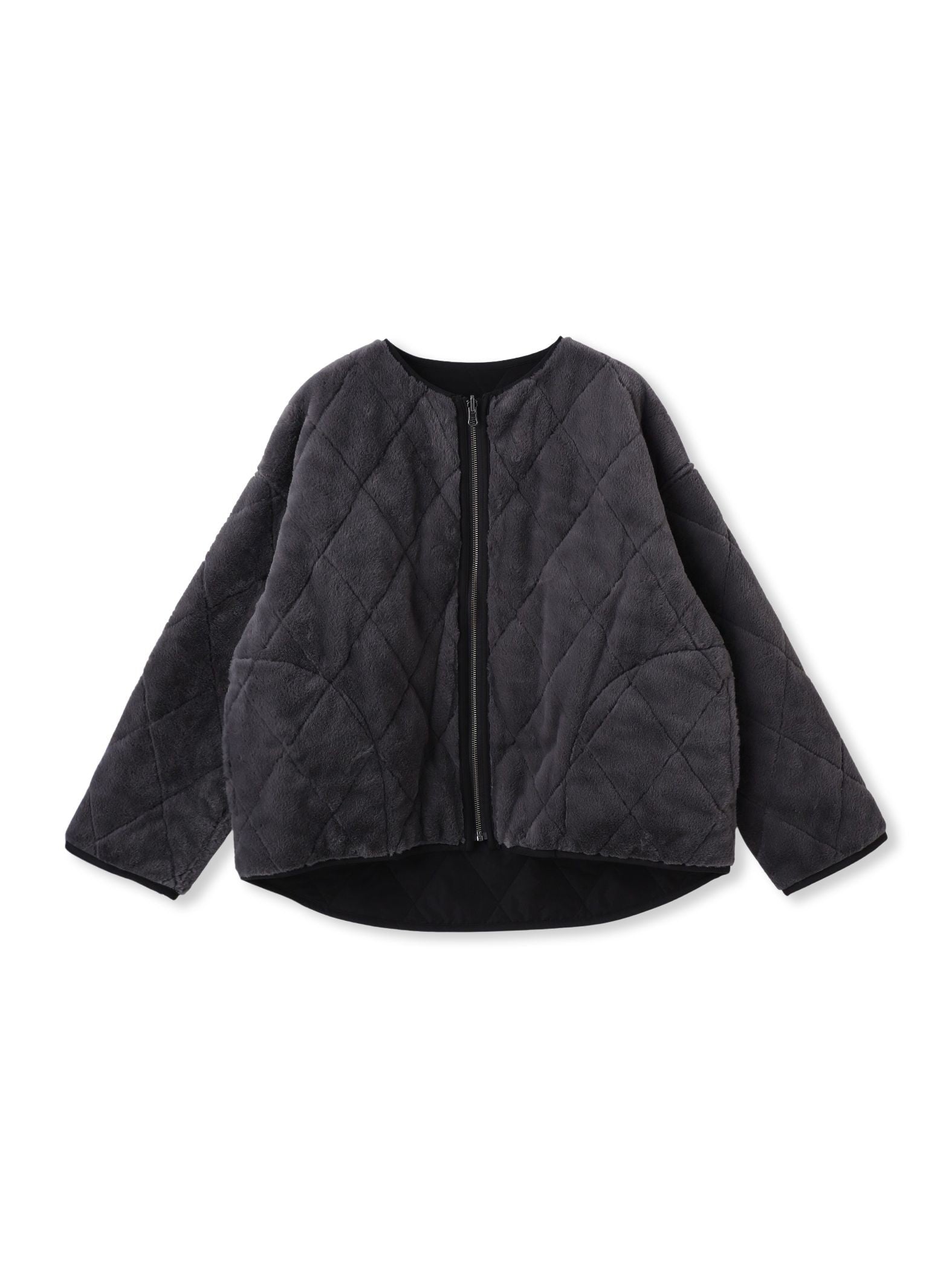 キルティング×フェイクファーリバーシブルブルゾン