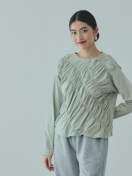 ギャザーラインフロントカットソー≪洗濯機で洗える≫