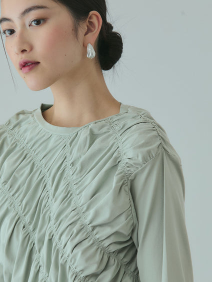 ギャザーラインフロントカットソー≪洗濯機で洗える≫