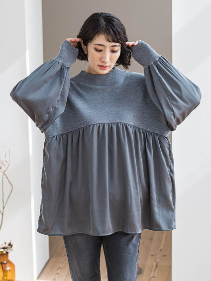 【WEB限定】”1枚でサマになる”とろみサテンふんわりニット