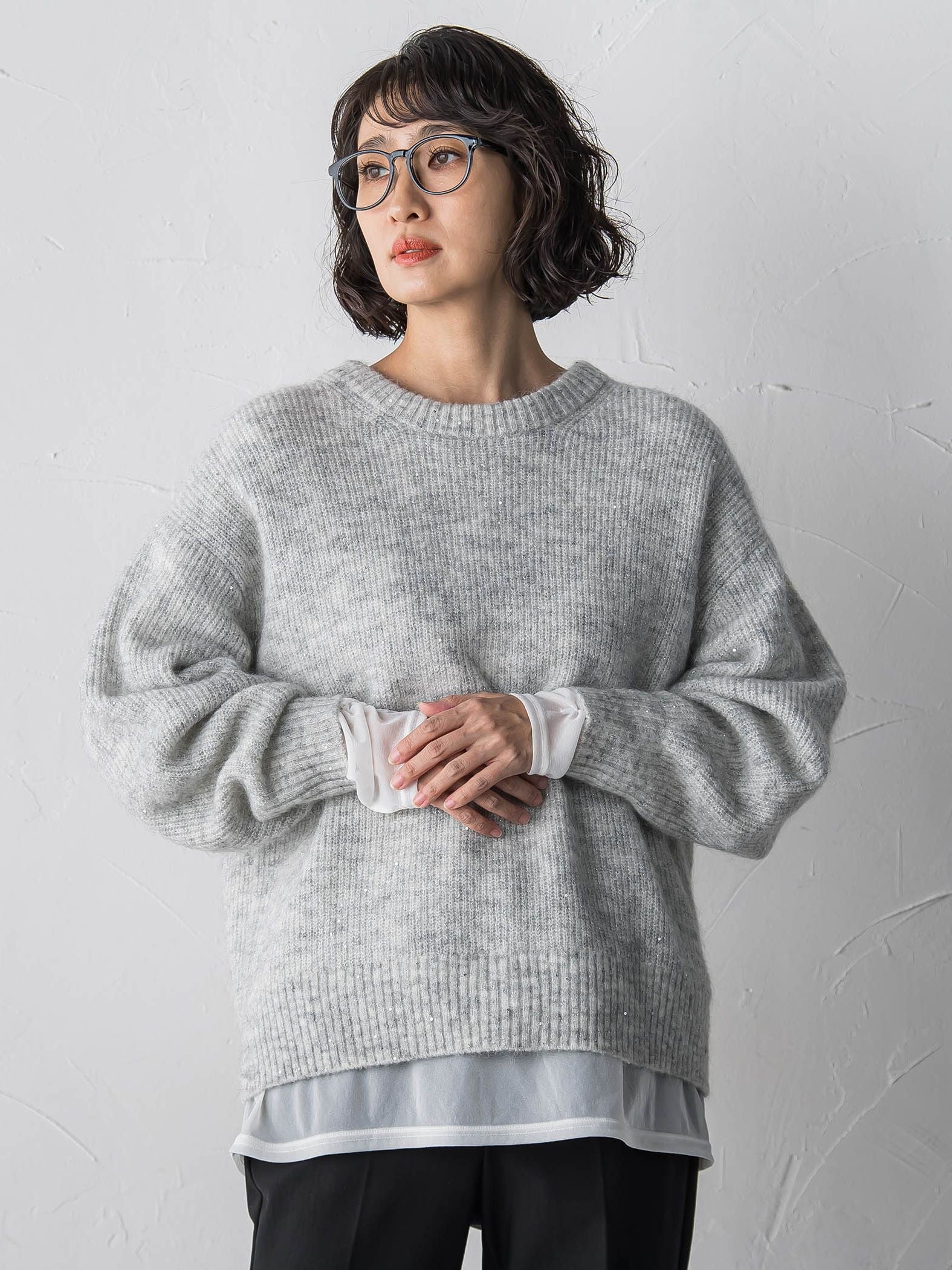 モヘヤスパンコールニット