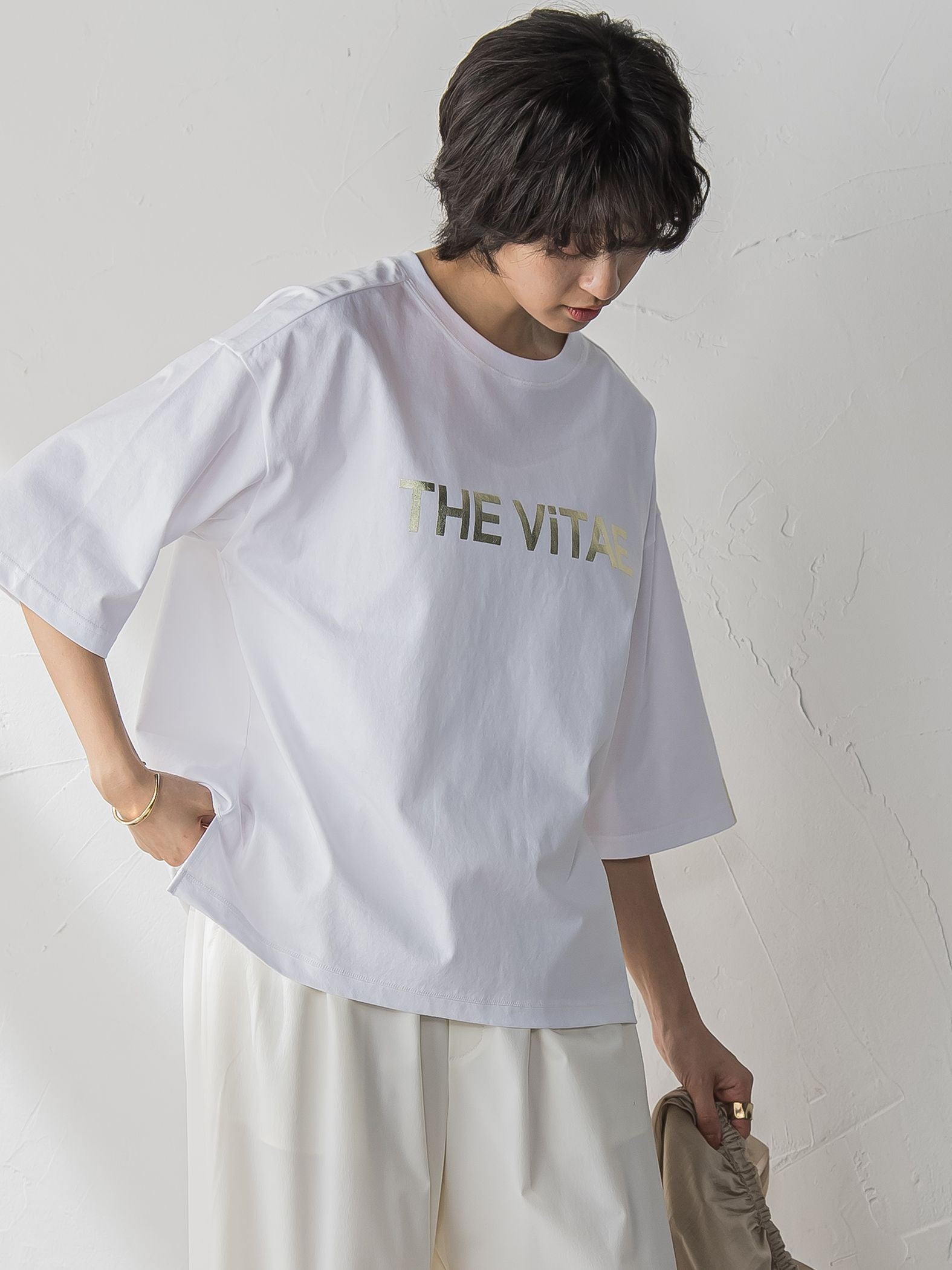 箔プリントロゴTシャツ≪手洗い可能≫