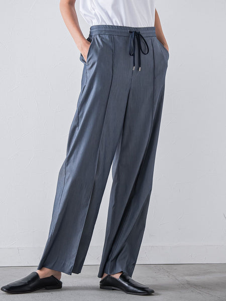 【WEB限定】デニム見えシャンブレーワイドパンツ≪洗濯機で洗える≫