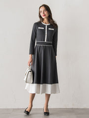 バイカラーニットワンピース