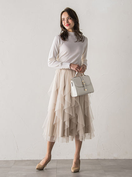 【新色追加】ラッフルチュールスカート