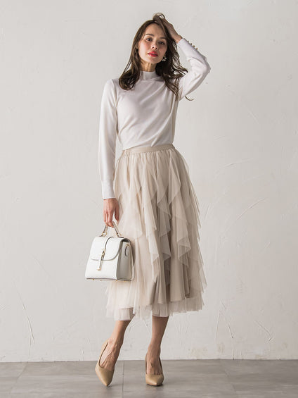 【新色追加】ラッフルチュールスカート