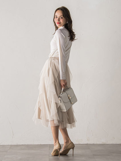 【新色追加】ラッフルチュールスカート