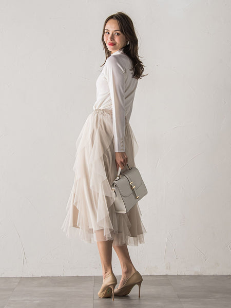 【新色追加】ラッフルチュールスカート