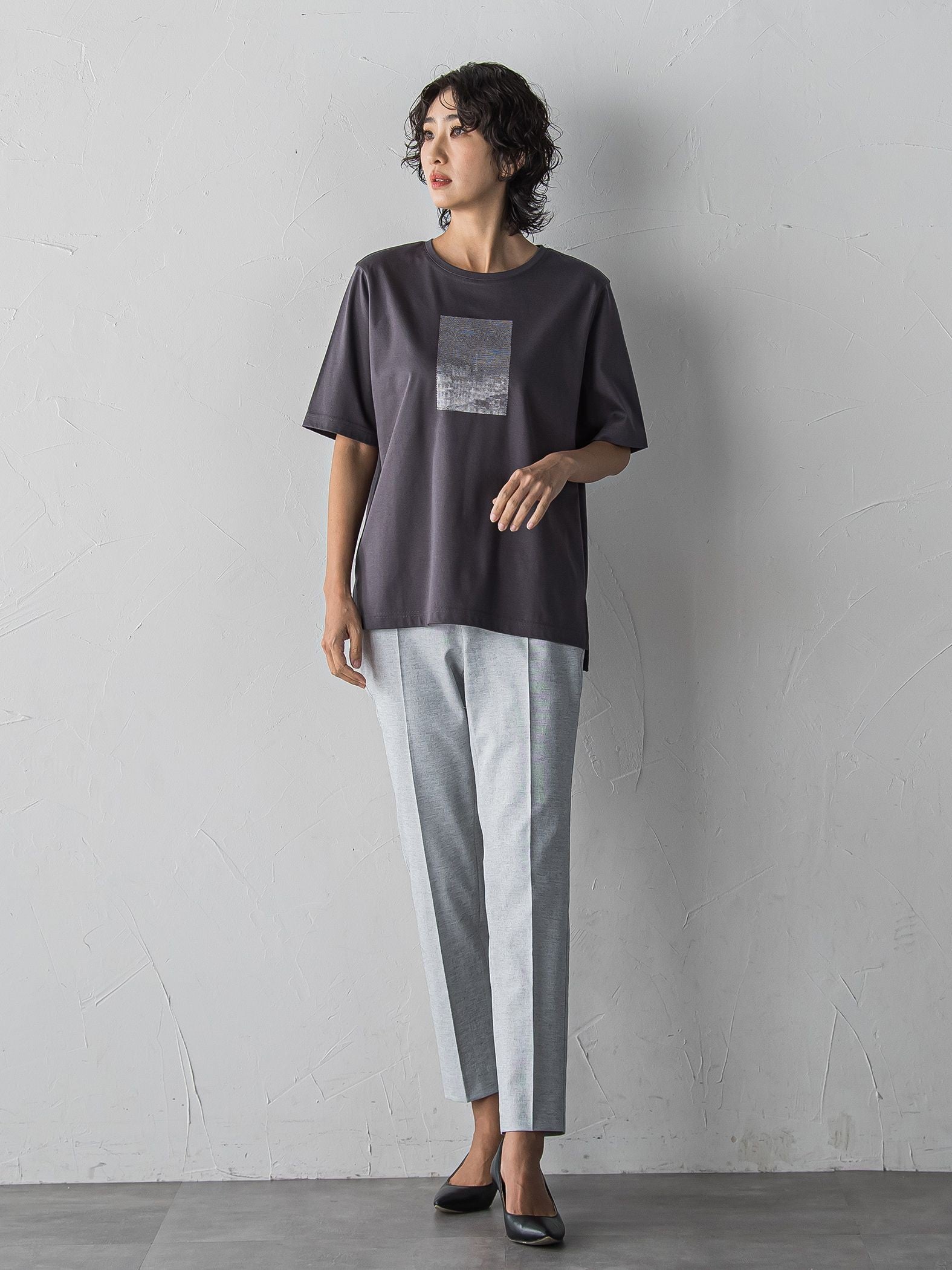 【WEB限定/+5cm丈長め】シェルタリングテーパードパンツ