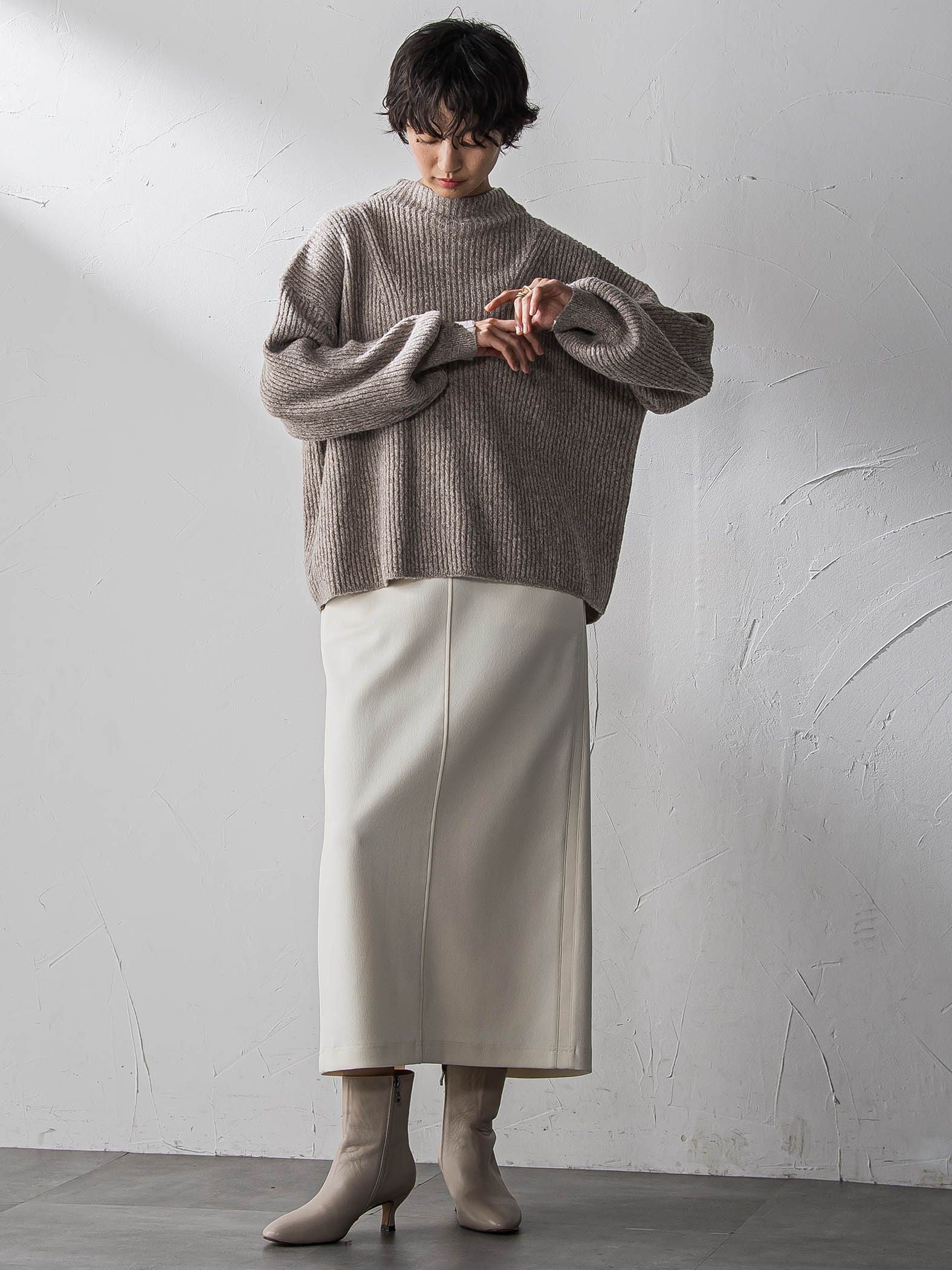 ラメリブボトルネックニット≪手洗い可能≫