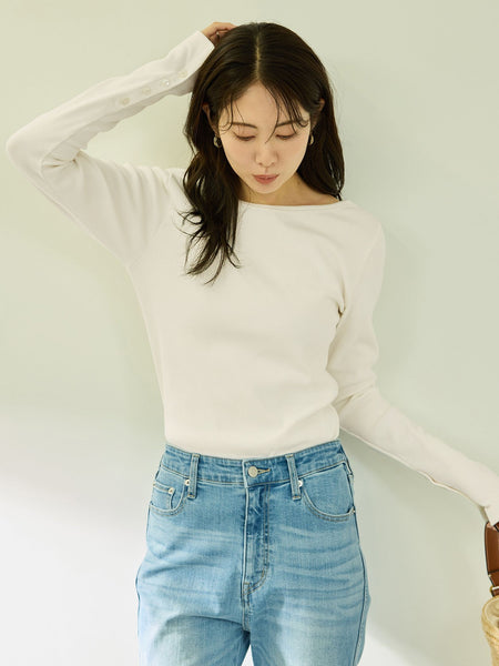 【土屋ひかるコラボ】袖ボタンリブプルオーバー