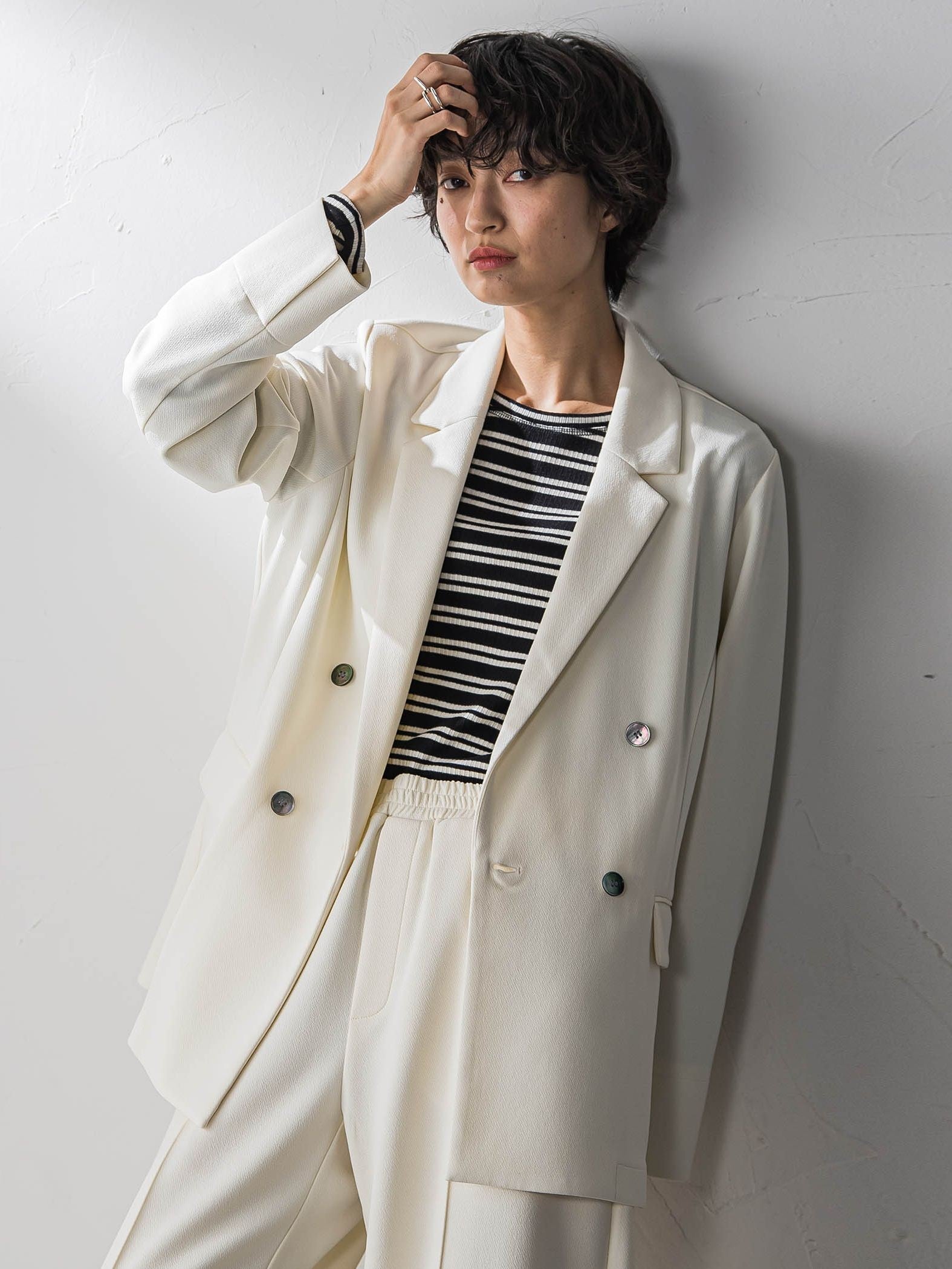 【えらべるSET UP】叶えるダブルブレストジャケット≪手洗い可能≫