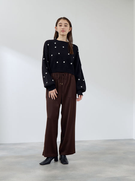 マーガレット刺繍ニットプルオーバー≪手洗い可能≫