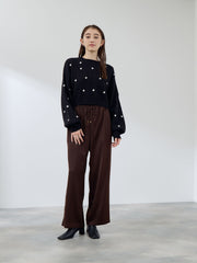 マーガレット刺繍ニットプルオーバー≪手洗い可能≫