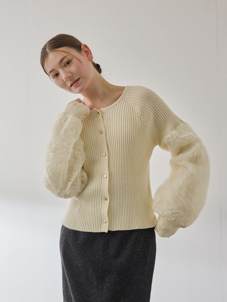 フラワーチュールスリーブカーディガン≪手洗い可能≫