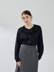 ナチュラルストレッチフレアカラーブラウス≪手洗い可能≫