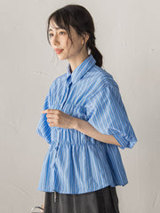 【WEB限定】シャーリングパフスリーブブラウス