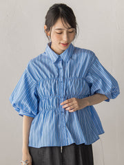 【WEB限定】シャーリングパフスリーブブラウス