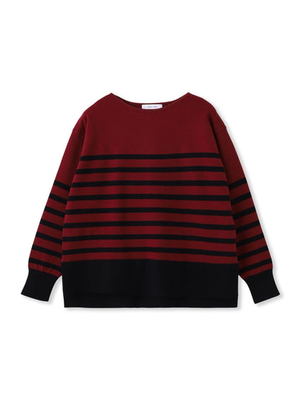 【ふわもち】ボーダーニット≪洗濯機で洗える≫