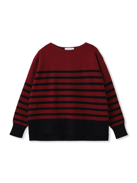 【ふわもち】ボーダーニット≪洗濯機で洗える≫