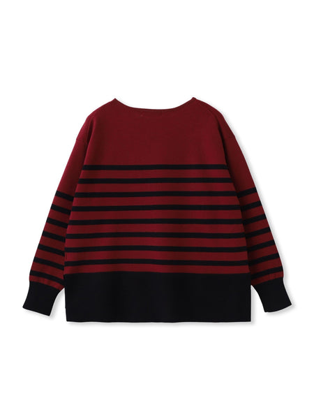 【ふわもち】ボーダーニット≪洗濯機で洗える≫