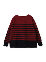 【ふわもち】ボーダーニット≪洗濯機で洗える≫