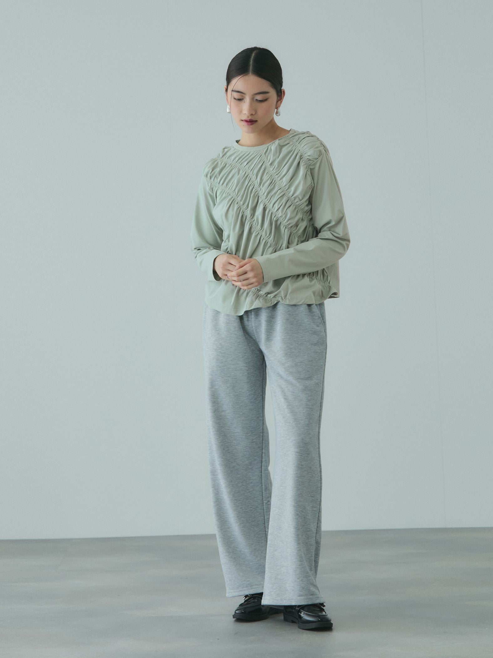 ギャザーラインフロントカットソー≪洗濯機で洗える≫