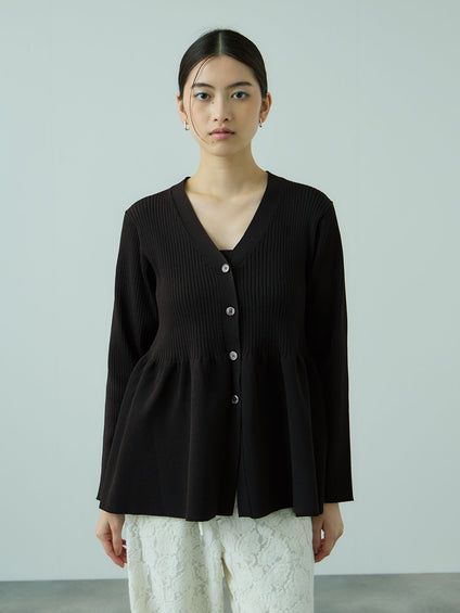 ライトウェイトペプラムニットカーディガン≪手洗い可能≫