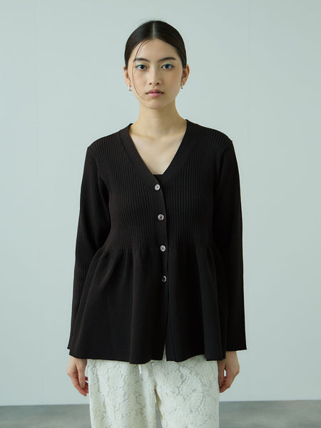 ライトウェイトペプラムニットカーディガン≪手洗い可能≫