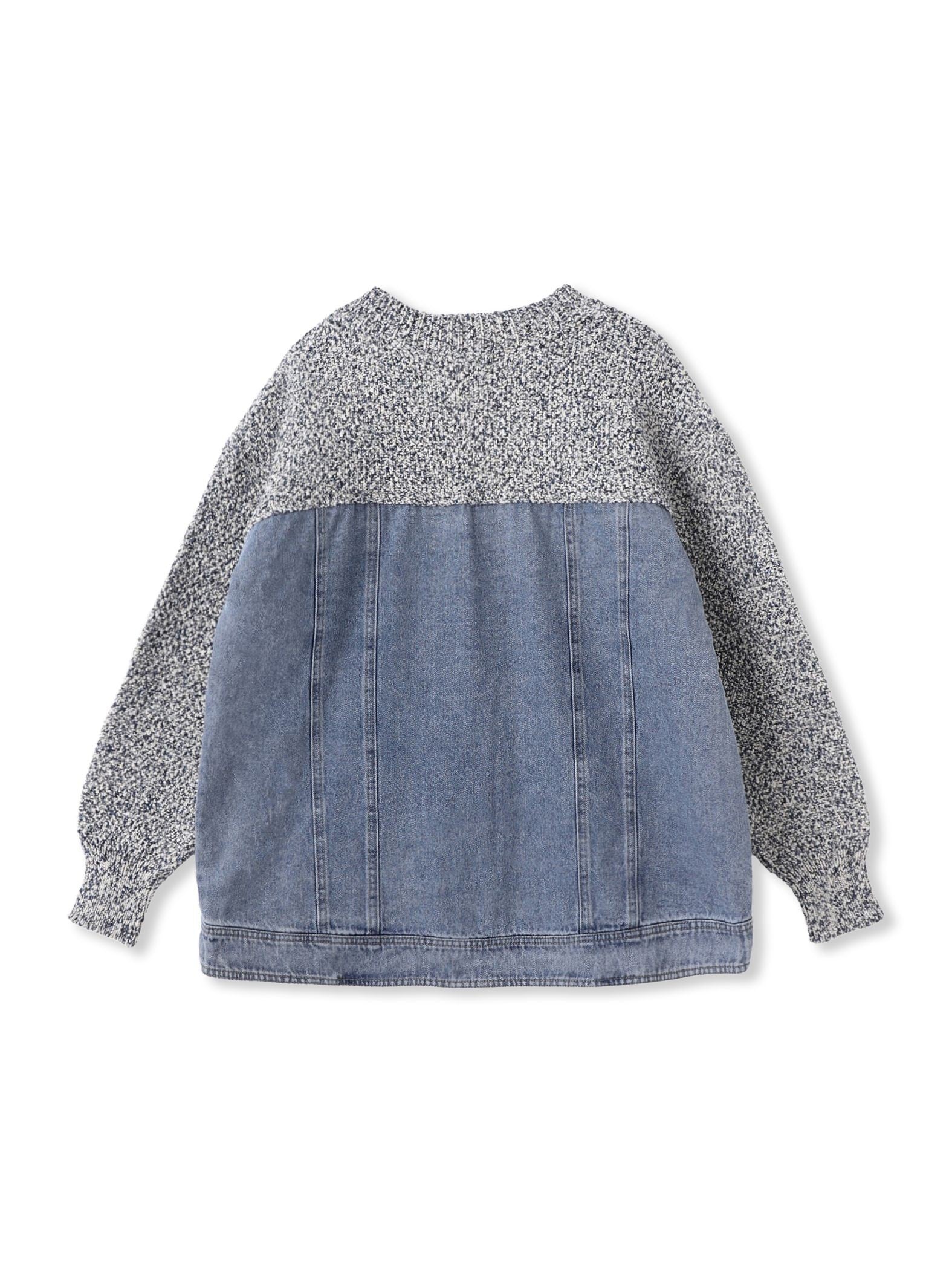 デニムドッキングニットカーディガン≪洗濯機で洗える≫