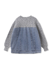 デニムドッキングニットカーディガン≪洗濯機で洗える≫