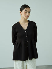 ライトウェイトペプラムニットカーディガン≪手洗い可能≫